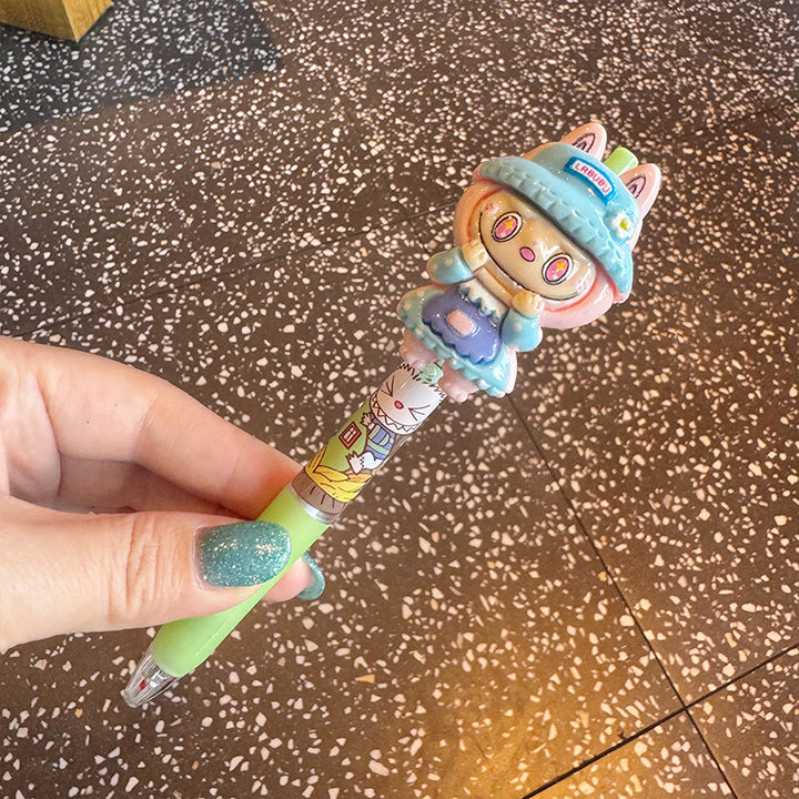 Cartoon dress-up labubu ballpoint pen -black ink