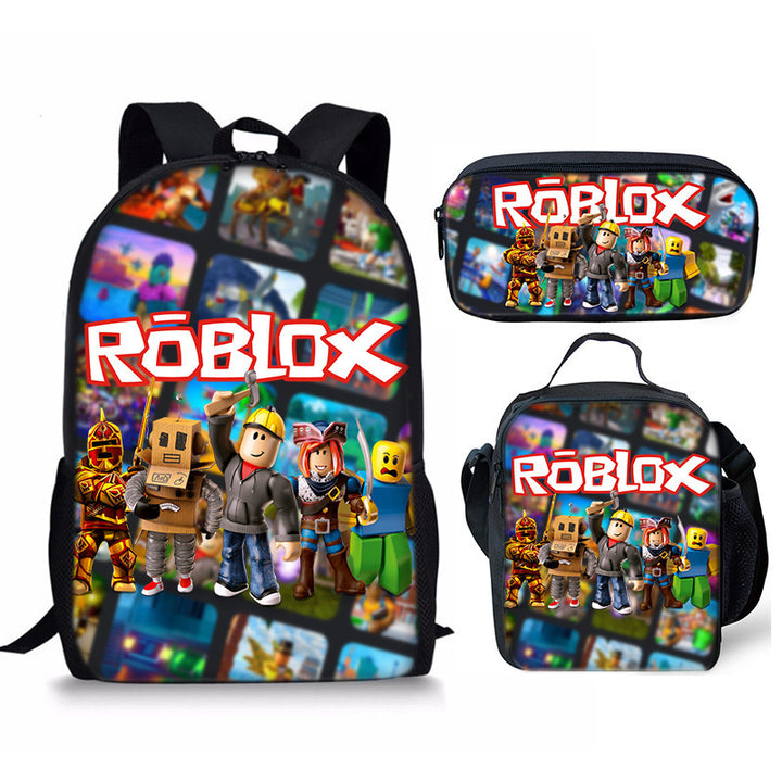 Roblox theme schoolbag students backpack 3pcs set
