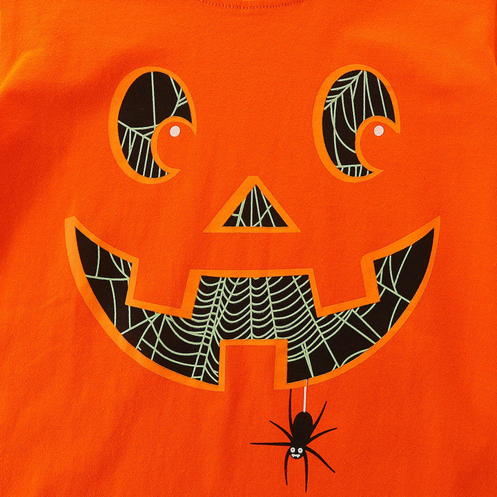 Halloween evil pumpkin printed long-sleeved shirt for boys