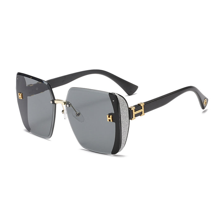 Glitter star frameless square sunglasses for women