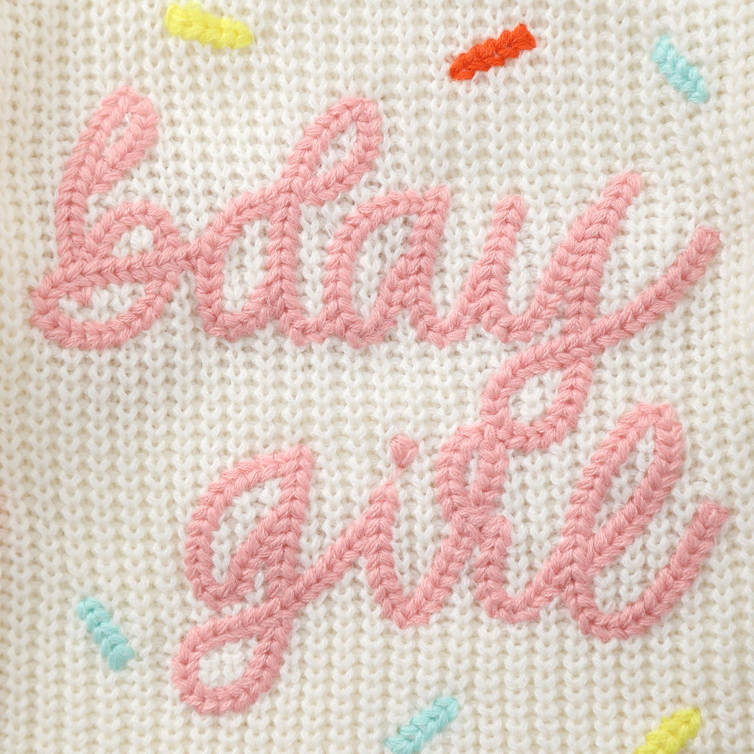 Sweet Birthday Baby Girl Sprinkle Knit Sweater
