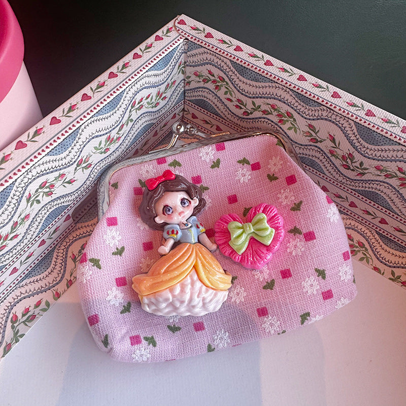 Colorful floral cartoon princess coin purse