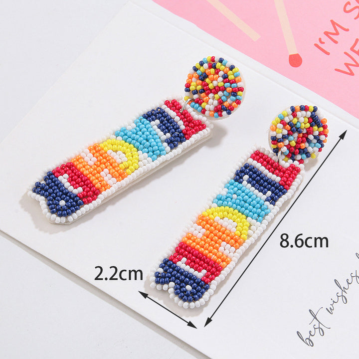 Teacher letter rice bead earrings Teacher's Day gift