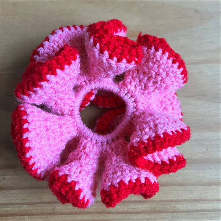 Handmade knitted intestine ruffle Lace Hair Ties For Girls