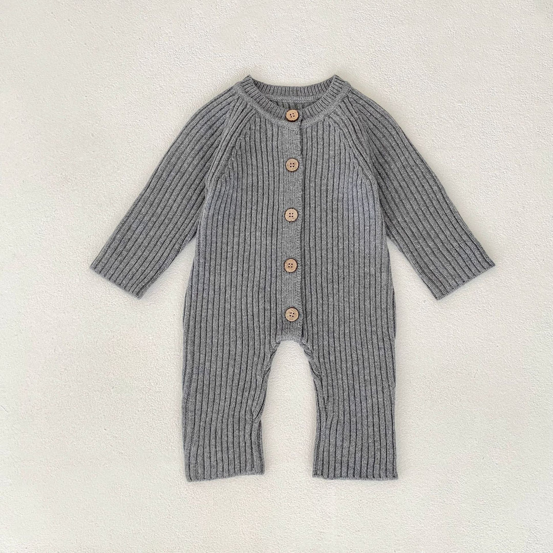 Baby solid color knitted thickened pit jumpsuit romper