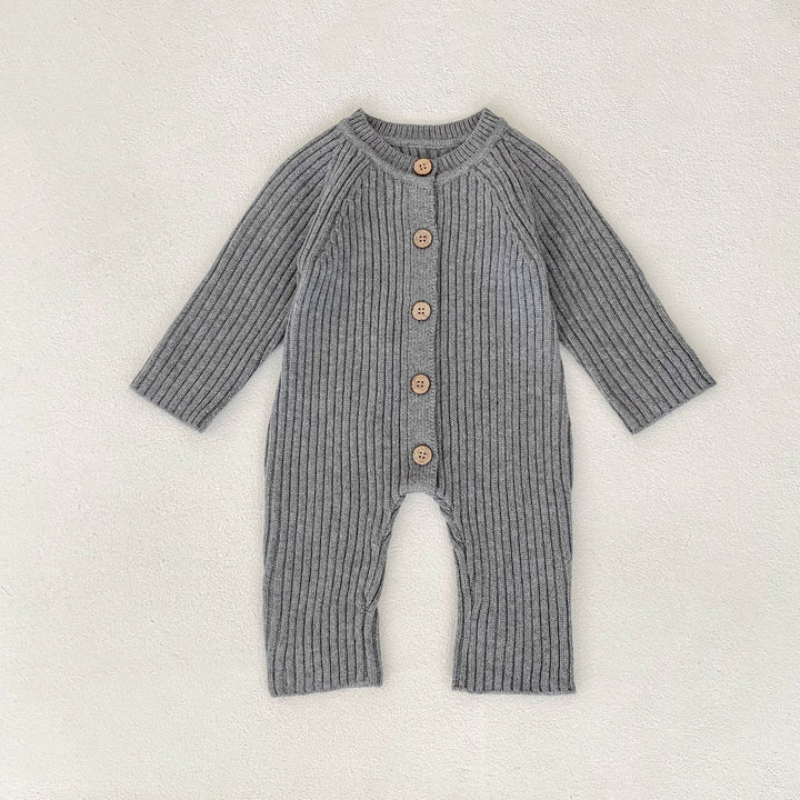 Baby solid color knitted thickened pit jumpsuit romper