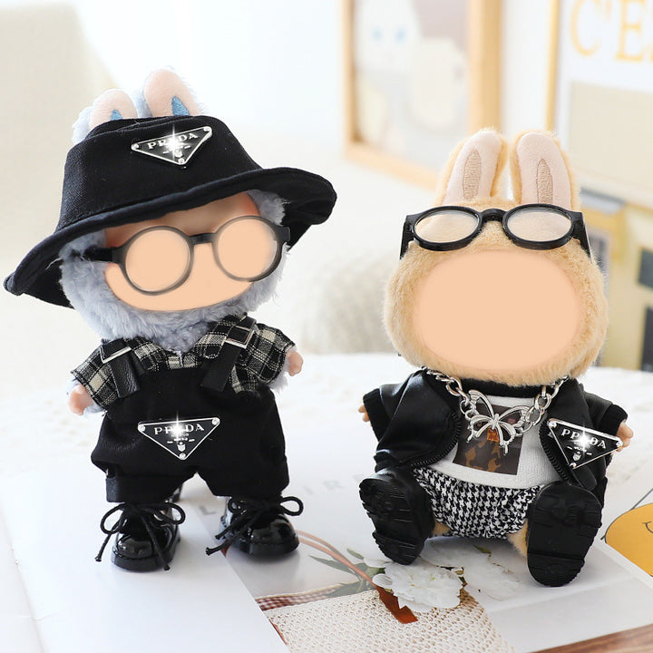 Cool Leather jacket suit for labubu dolls clothes