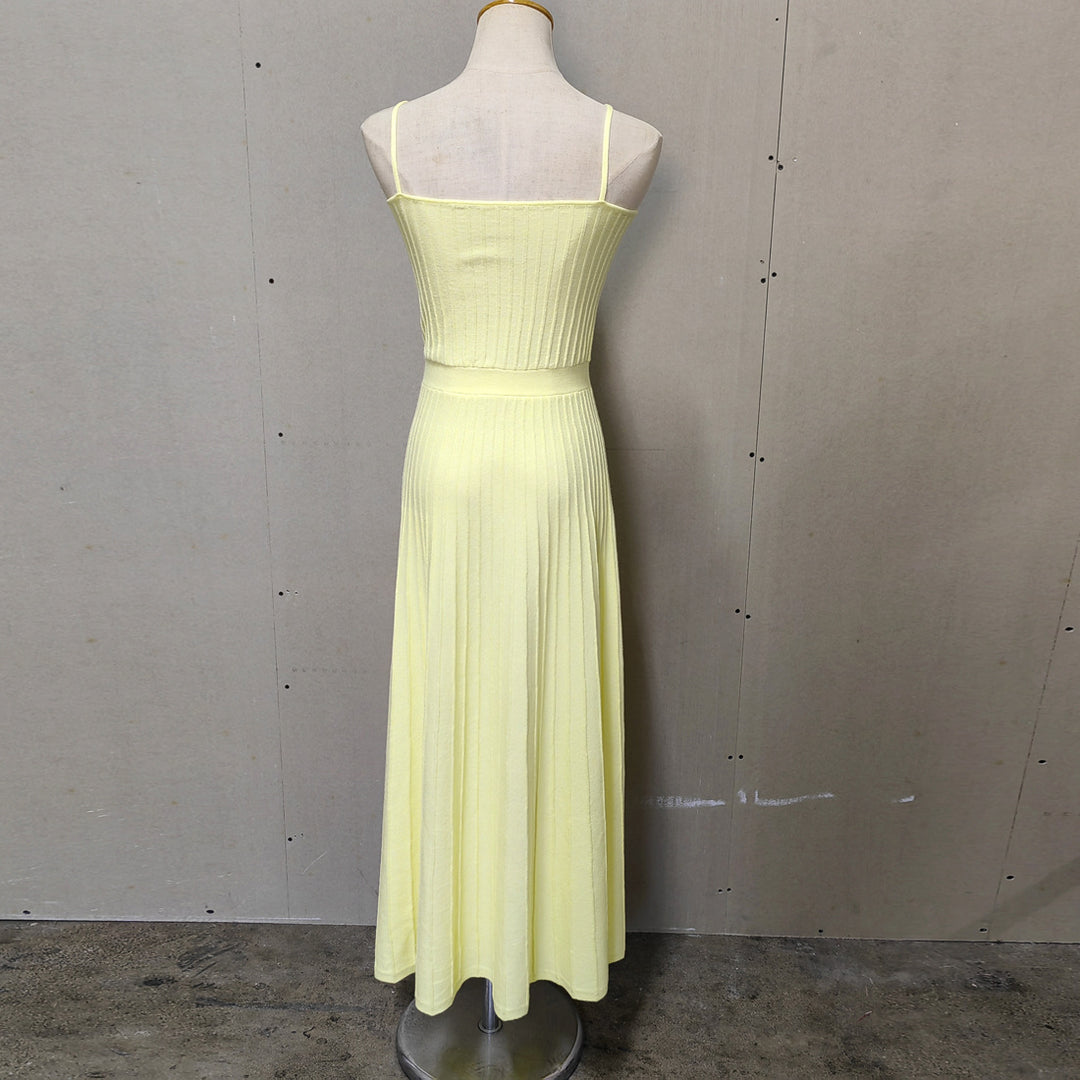 Knitted Slim Suspender Dress Seaside Pleated dress