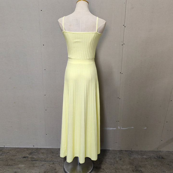 Knitted Slim Suspender Dress Seaside Pleated dress