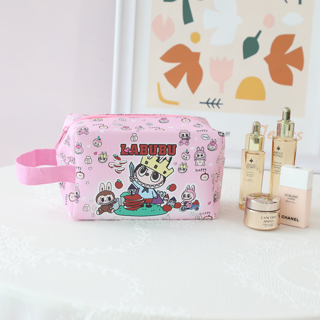 Labubu cute cartoon PU large capacity cosmetic bag