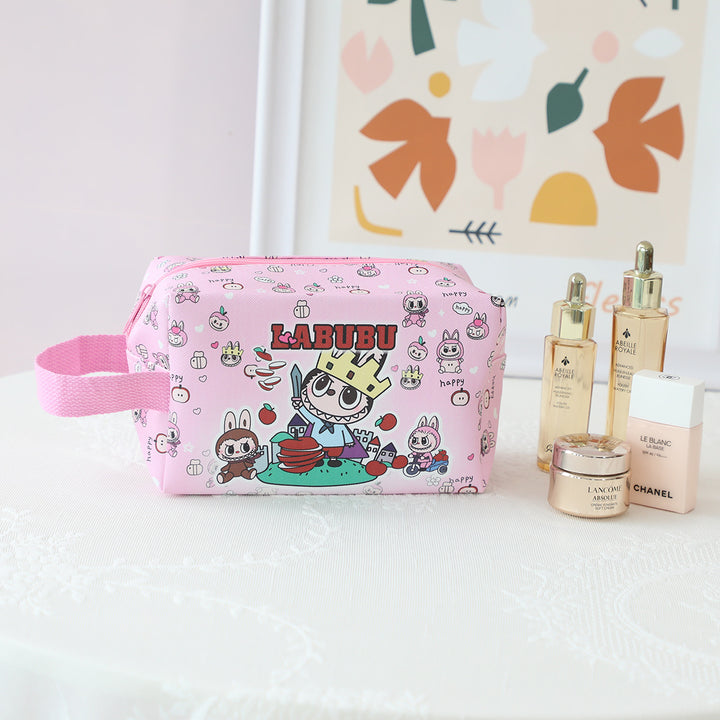Labubu cute cartoon PU large capacity cosmetic bag