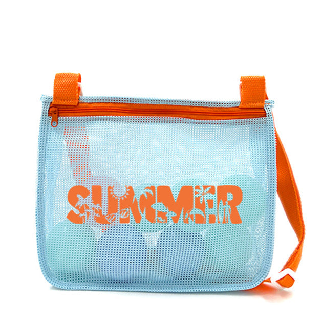 Summer print mesh hollow beach bag
