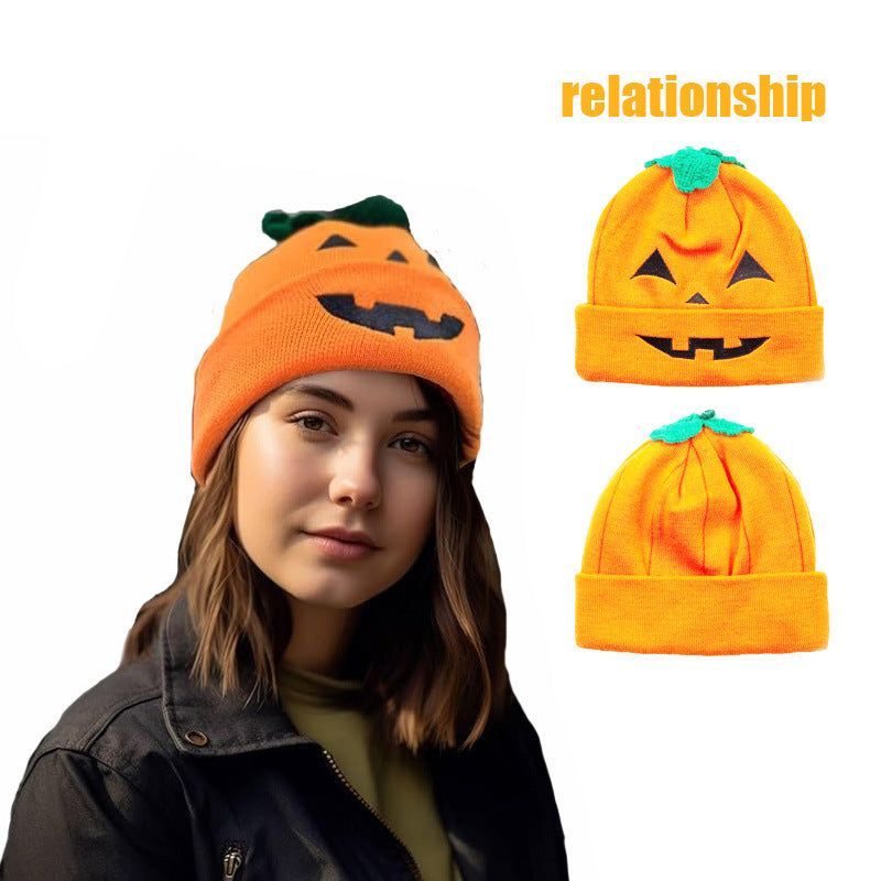 Halloween pumpkin knitted hat for Parent-child