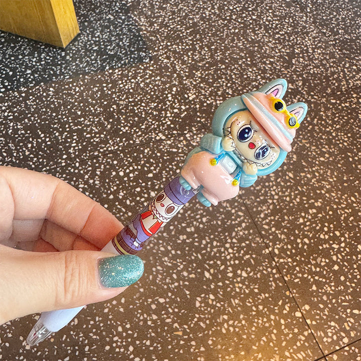 Cartoon dress-up labubu ballpoint pen -black ink