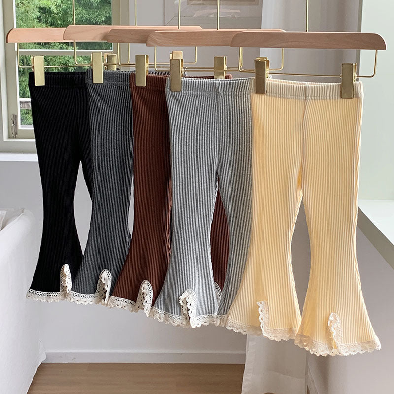 Girls' Knitted lace flared pants