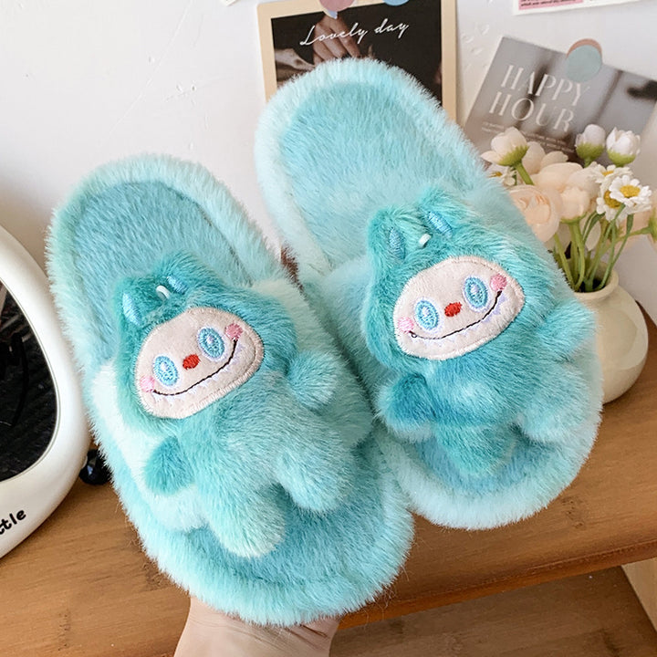 Cute monster plush home slippers furry slippers