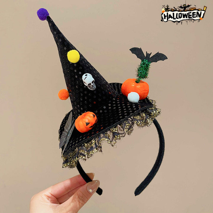 Halloween funny pumpkin witch hat headband for kids