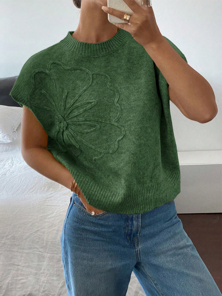 Embroidered knitted vest sleeveless sweater top for women