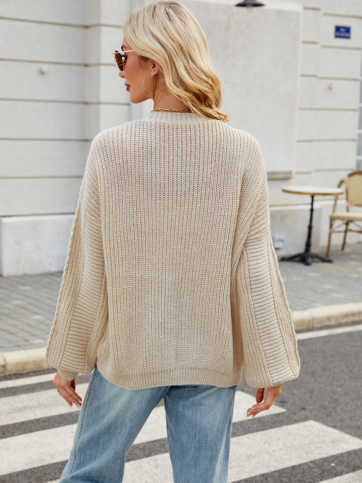 V-neck loose cozy knitted sweater cardigan