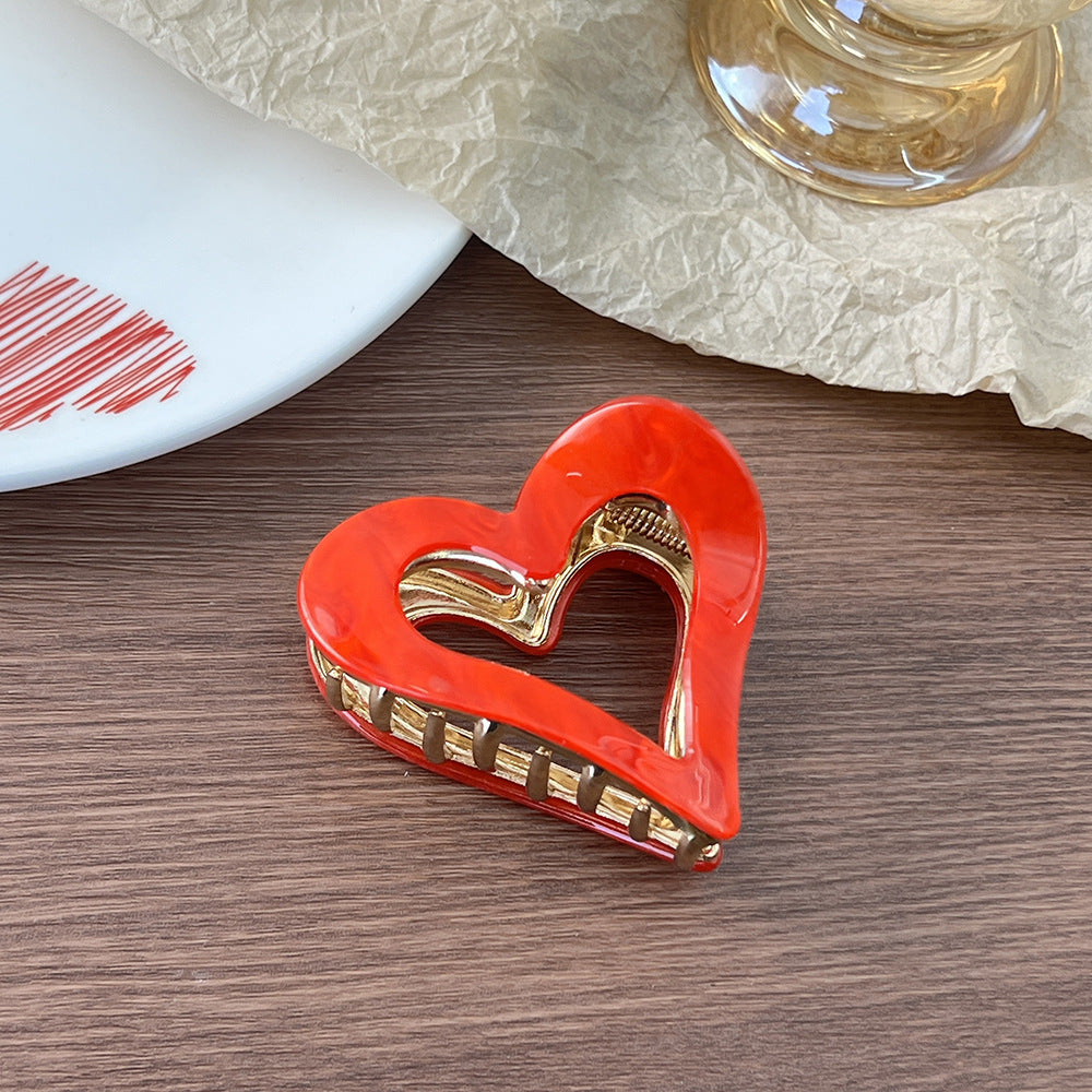 Valentine's Day heart-shaped hair shark clip