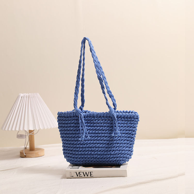Tassel cotton woven bag colorful woven beach bag