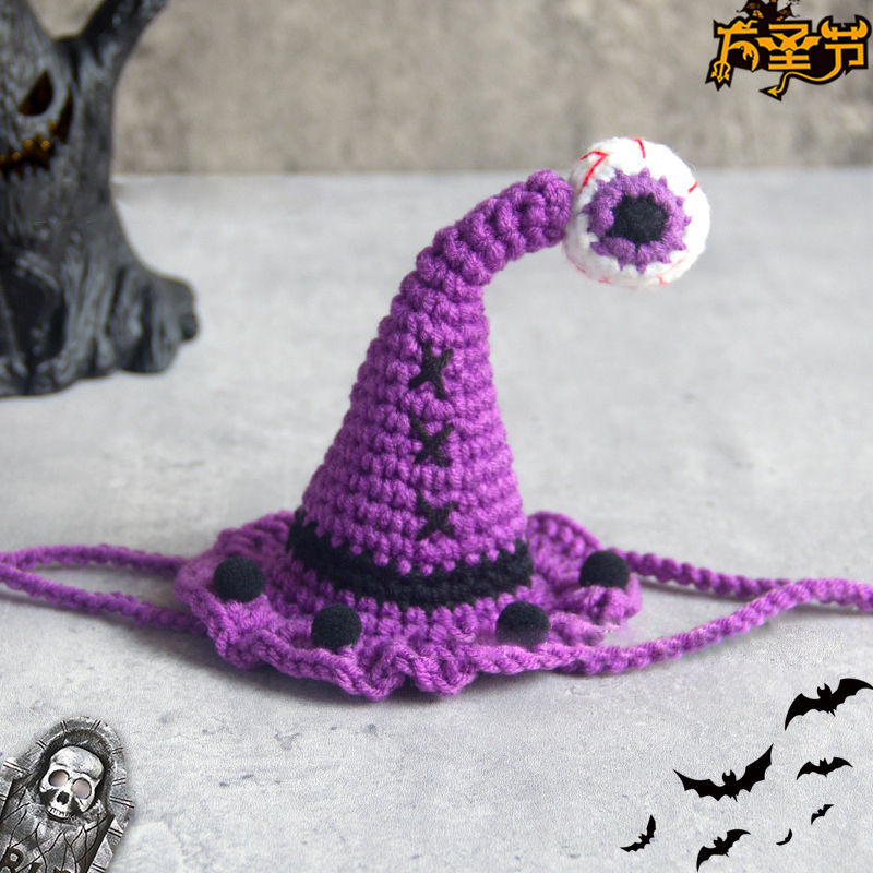 Halloween pet handmade crochet hat bib funny costume