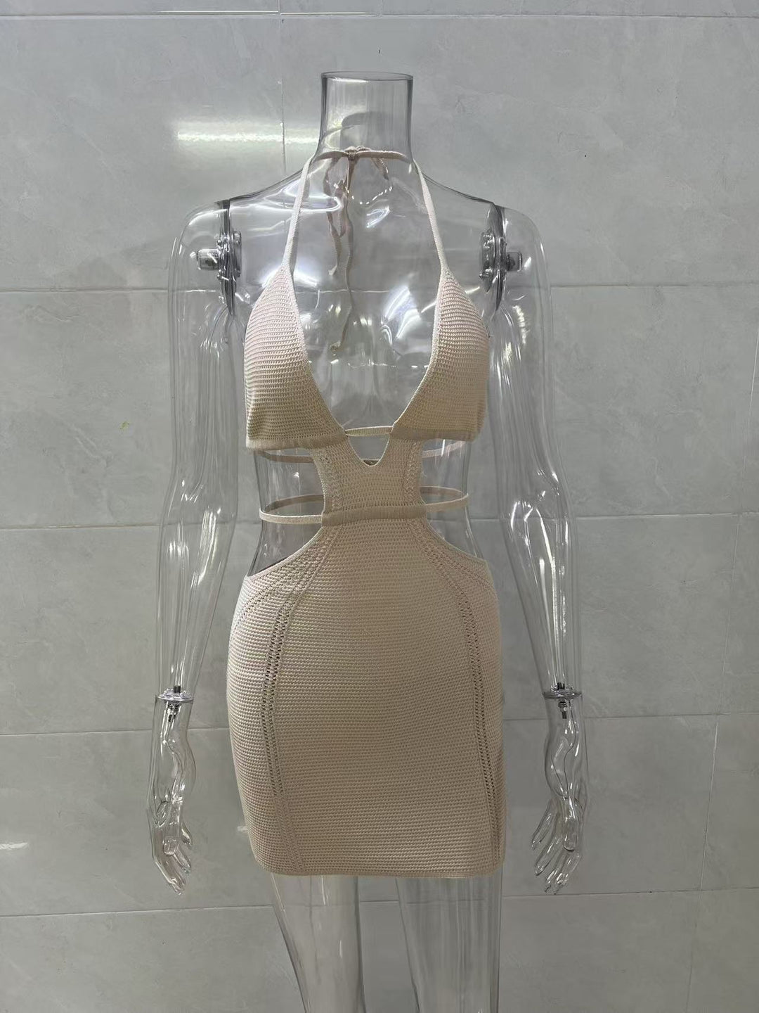 Sexy lace-up halter neck wrap chest beach dress