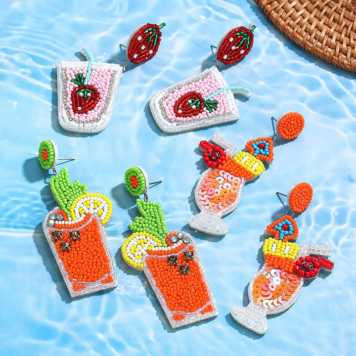 Creative Holiday Drink Beaded Earrings seaside earrings