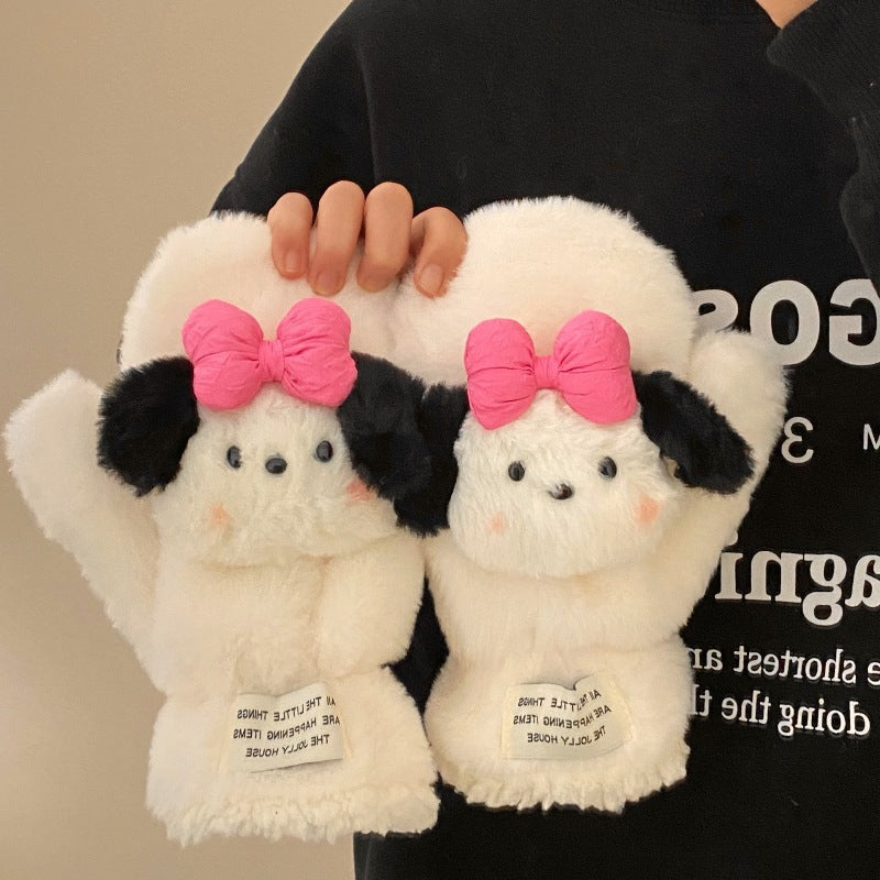 Winter plush thickened gloves for keep warm