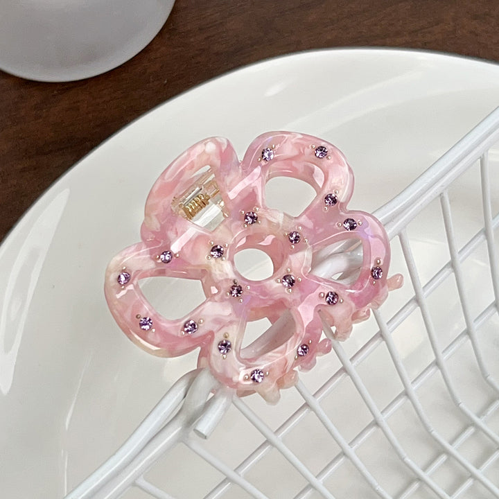 Hollow flower diamond acetate hair claw clips