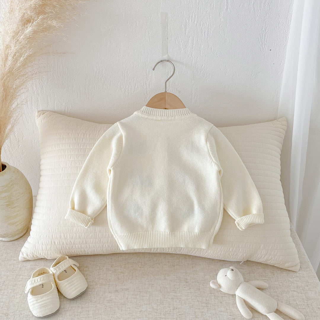 Baby puppy embroidered knitted cardigan sweater