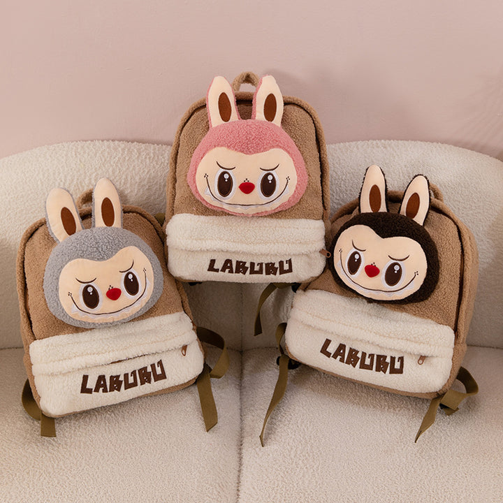 Labubu cartoon plush bag lamb wool labubu backpack