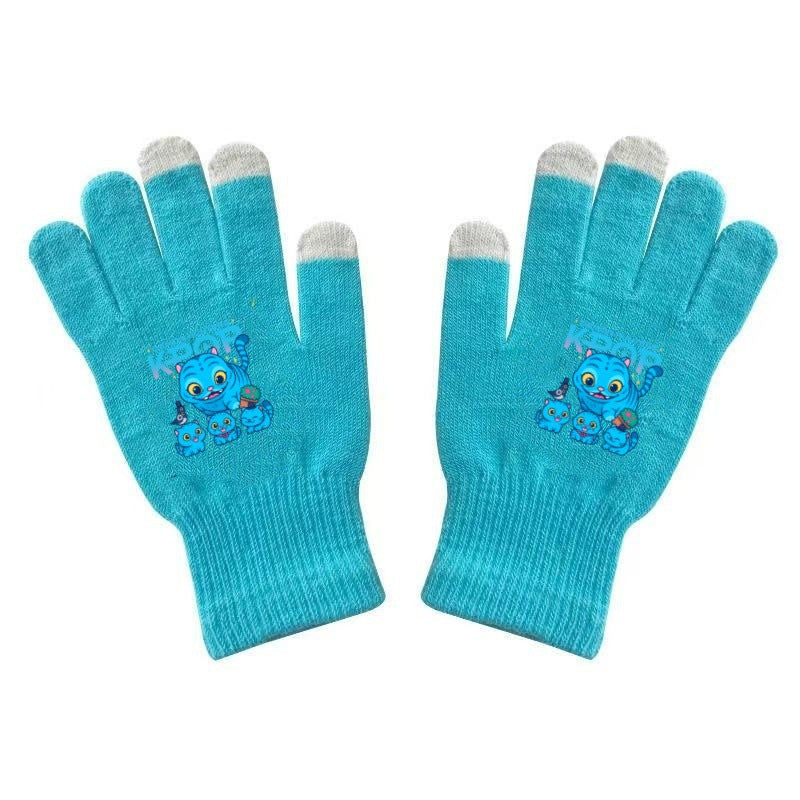 KPOP demon hunters Printed Knitted Touch Screen Gloves