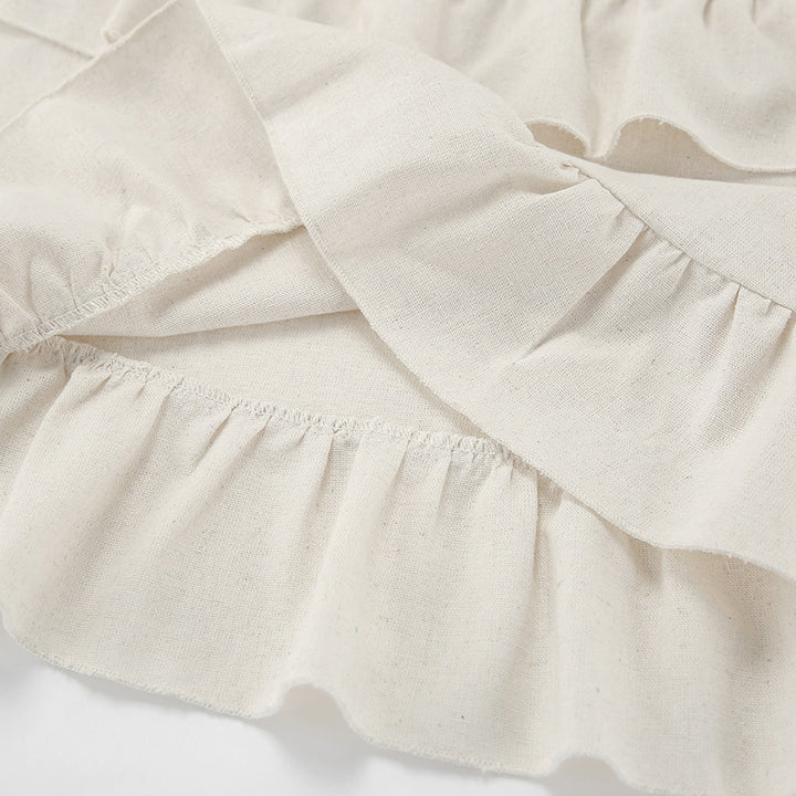 Halter Neck Ruffle Layered Linen Mini Dress