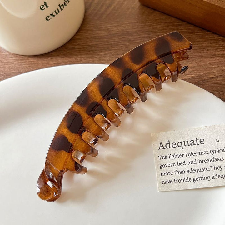 Retro leopard print banana hairclip for women