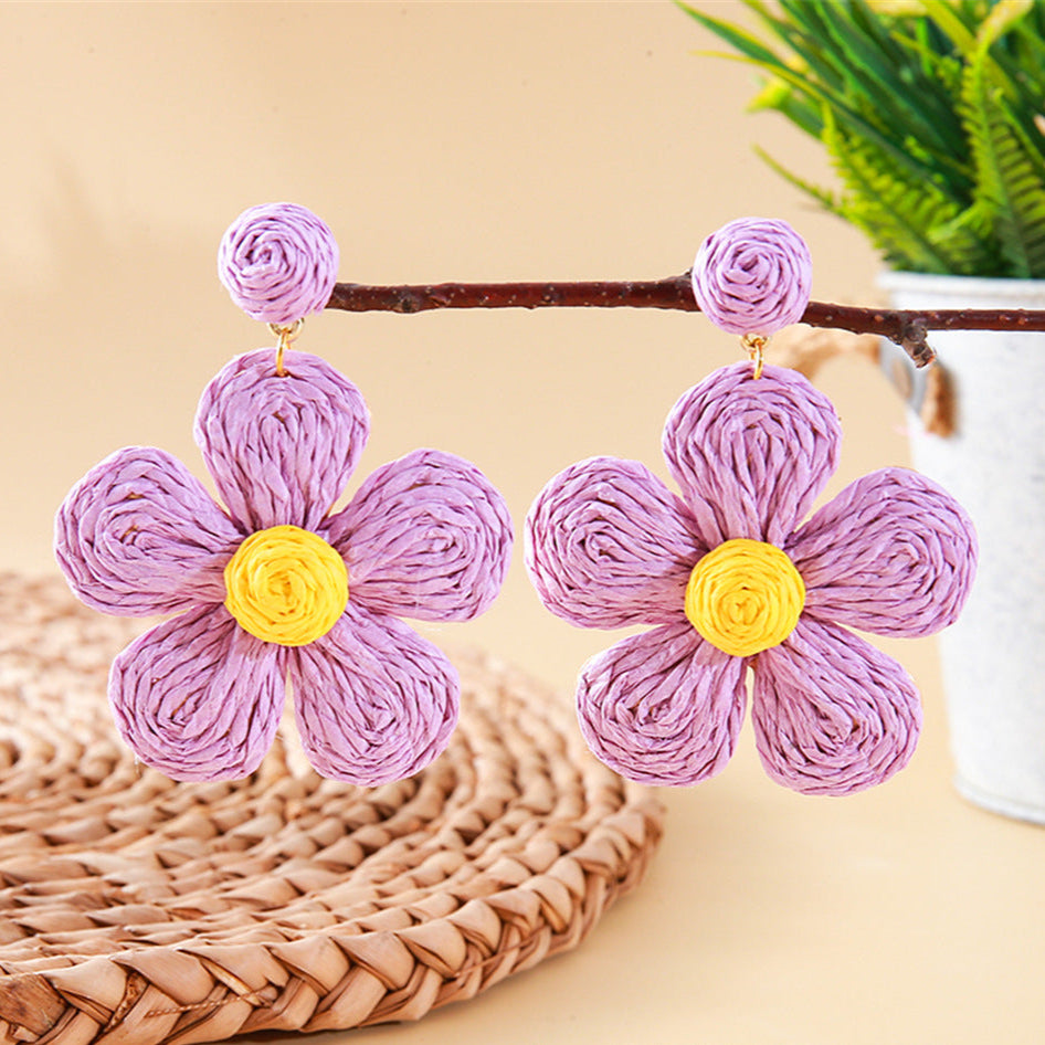 Boho Hand-woven Flower Earrings for Women