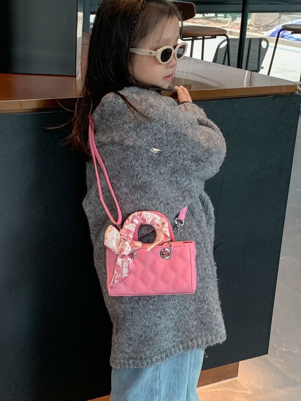 Mini Silk Scarf Handle Quilted Handbag Crossbody Bag