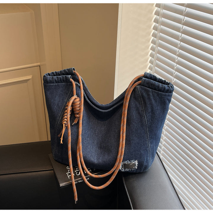 Large capacity denim tote bag shoulder bag