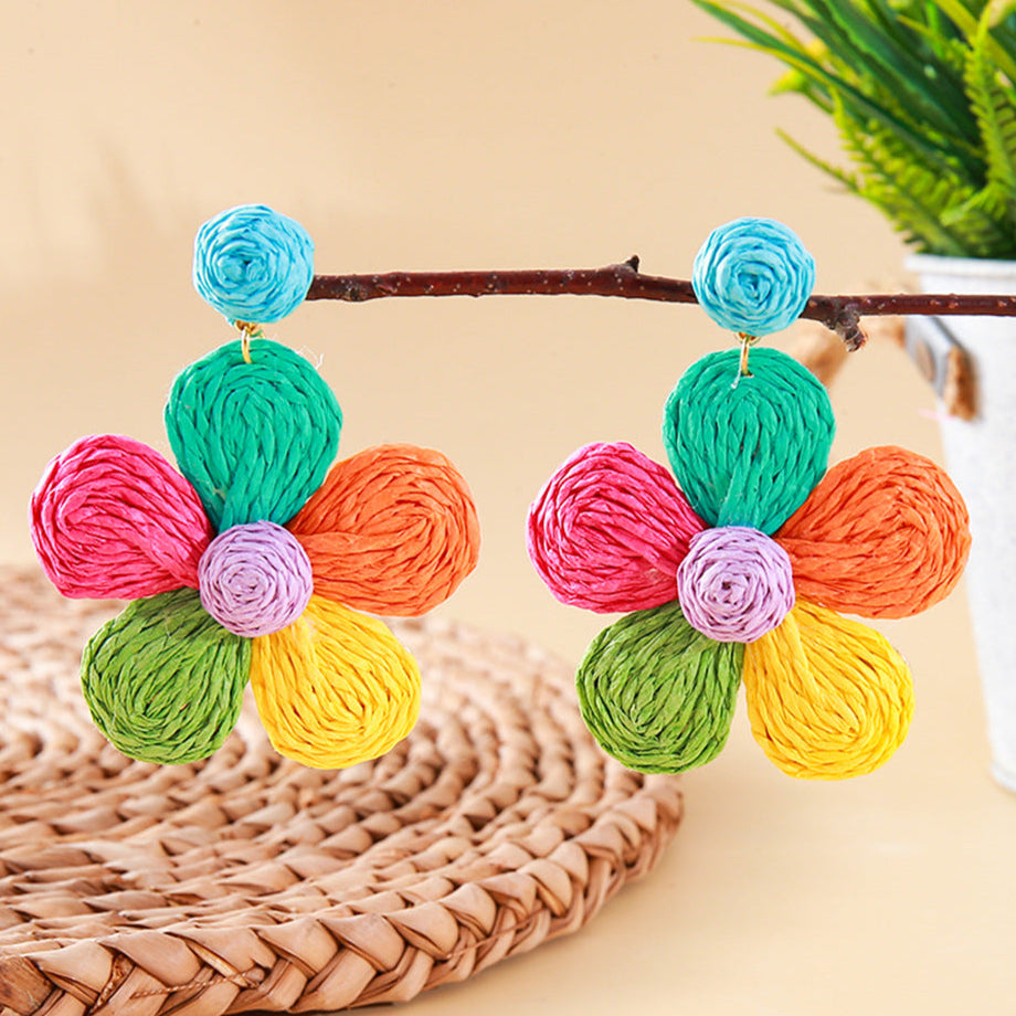 Boho Hand-woven Flower Earrings for Women