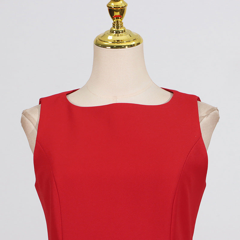 Embroidered flower waisted sleeveless mini dress