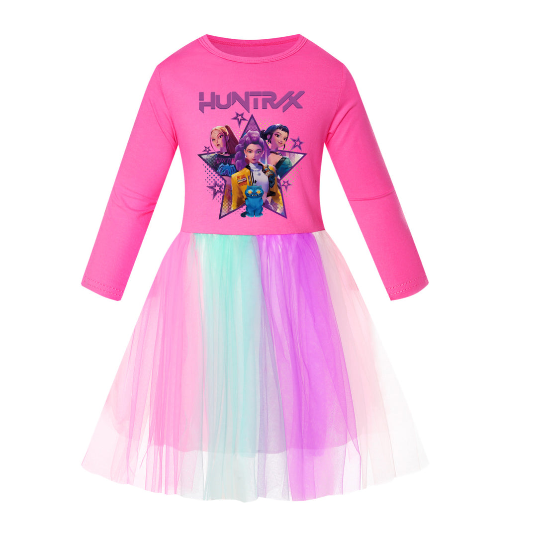 KDH K-pop inspired long sleeve tulle dress for girls