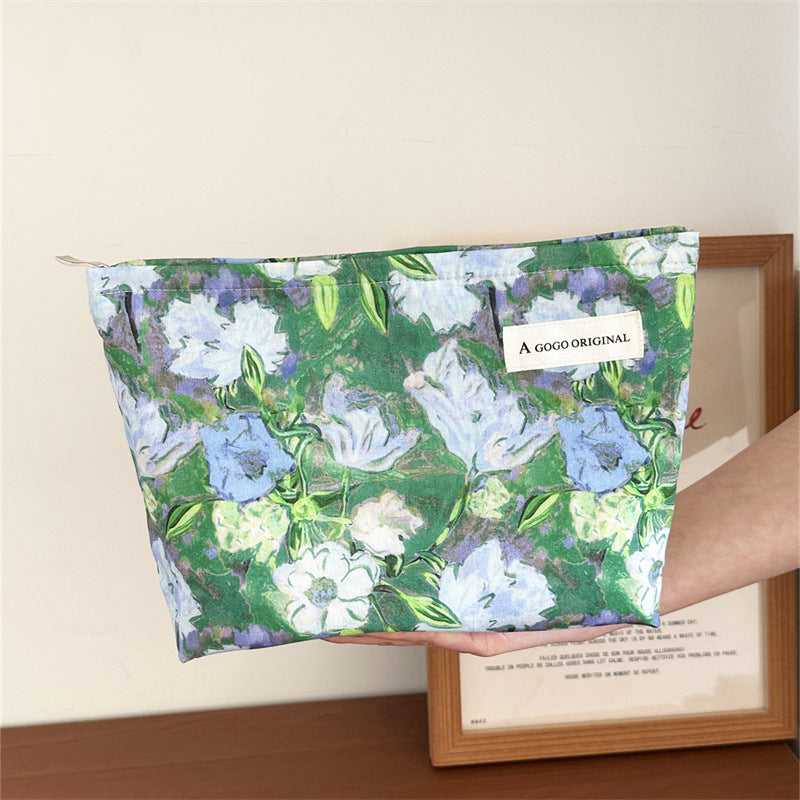 Oil painting printed cosmetic bag portable travel storage bag