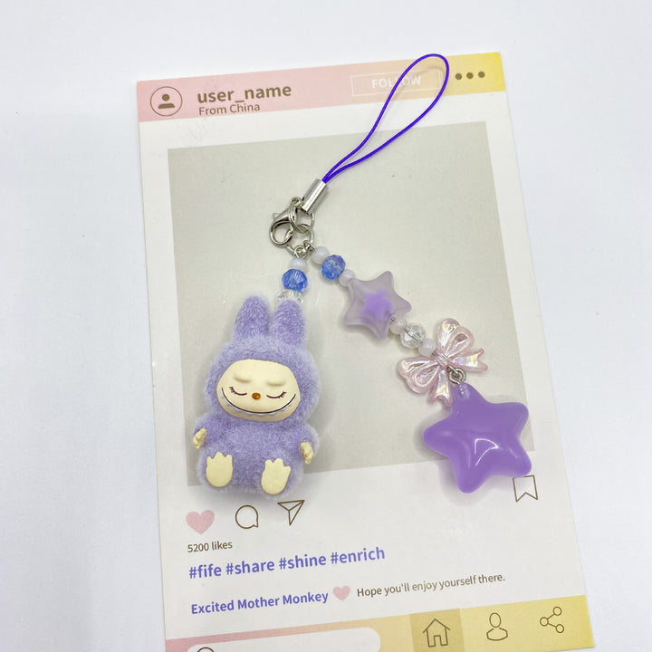 Flocked Mini Labubu stars Keychain bag pendant