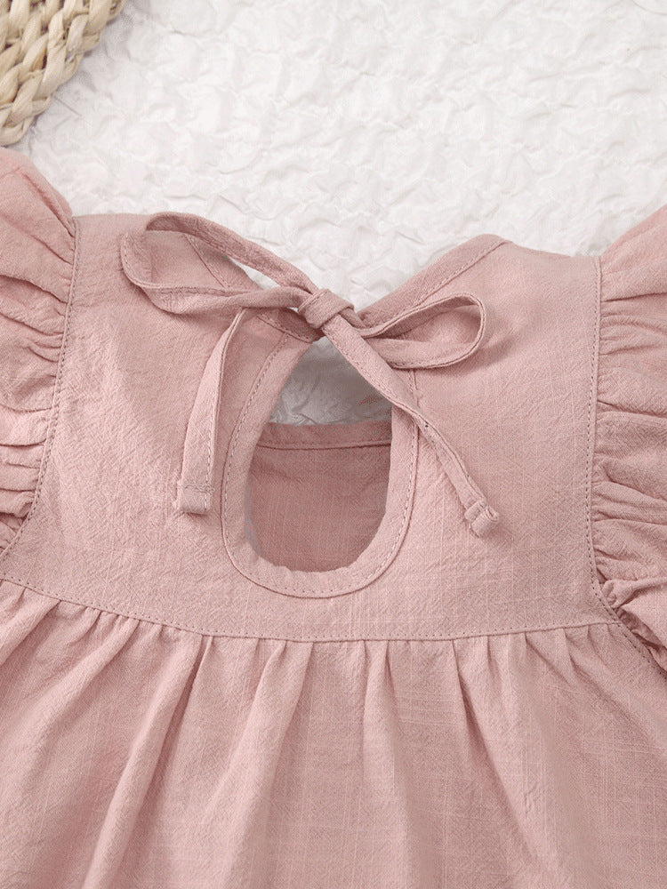 Girls summer flying sleeve cotton dress