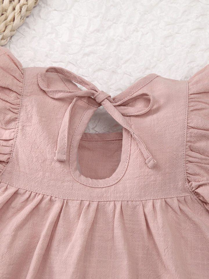 Girls summer flying sleeve cotton dress