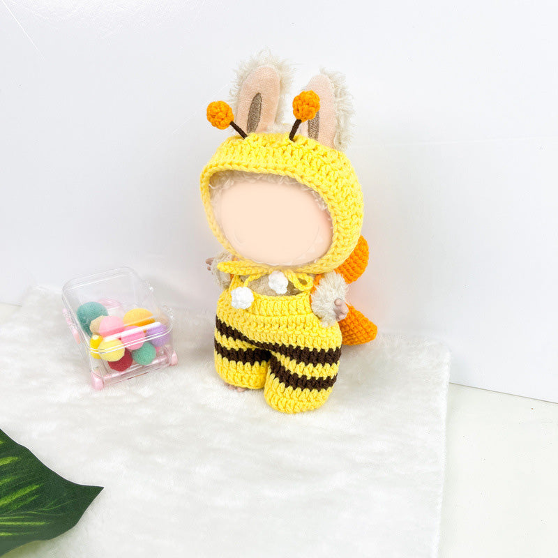 Handmade crochet little bee costume for labubu