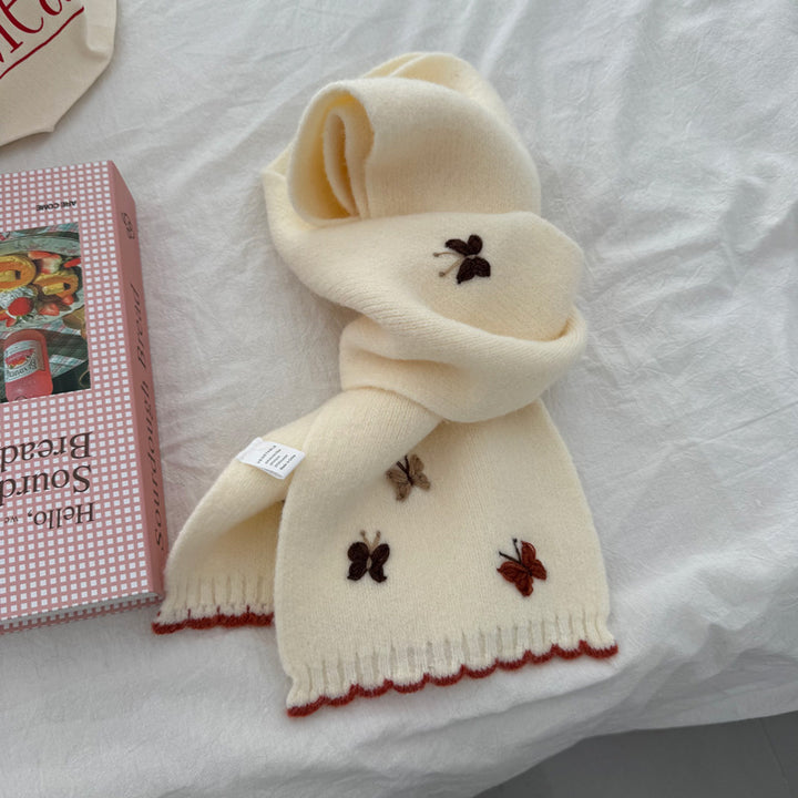 Embroidered Butterfly Warm Scarf