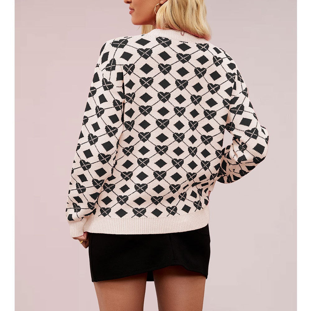 Valentine's Day Round Neck Pullover Heart sweater