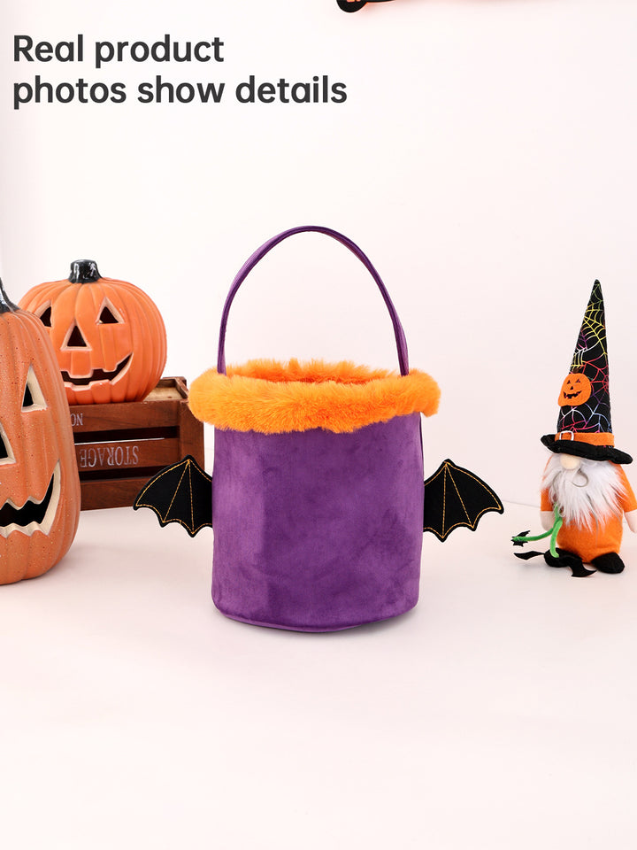 Halloween Embroidered Pumpkin Devil Wings Candy Basket