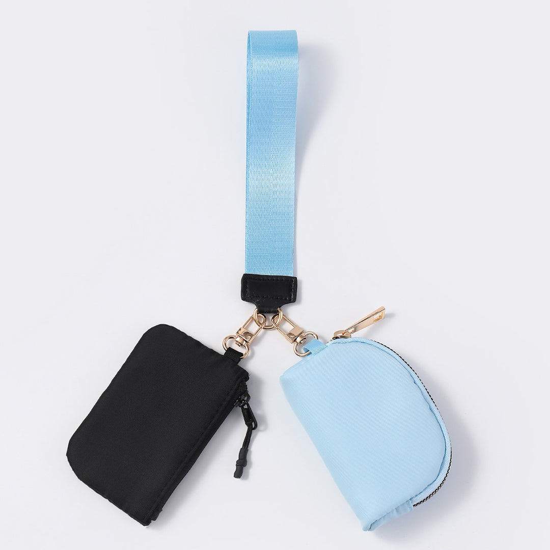 Dual Pouch Wristlet Portable Mini Coin Purse-blue